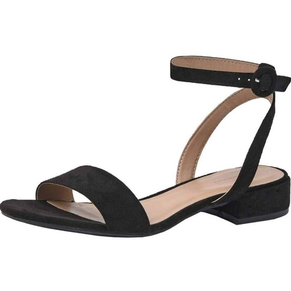 Black block heel strap sandals